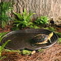 Extra Large Reptile Bathing Pool Reptile Feeding Dish Water Bowl with Ramp Aquarium Ornament for Gecko, Snake, Turtle, B