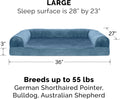 Furhaven Replacement Dog Bed Cover Faux Fur & Velvet Sofa-Style, Machine Washable - Harbor Blue, Large