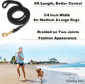 Guiding Star Leather Dog Leash 6ft, Dog Leashes for Large Dogs Heavy Duty, Soft Braided Handmade Leather Training Leash for Large & Medium Dogs (6ftx3/4inch, Black)