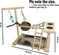Parrots Playground Bird Play Stand Natural Wood Parrot Perch Gym Playpen Parakeet Nest with Feeder Cups Ladders Lovebird