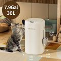 MRBIN Cat Litter Trash can Adsorption Metal, 30L / 7.9gal Automatic Absorbing Bag Diaper Pail, Garbage Bin with Wheels, 