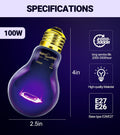 REPTI ZOO 2Pack Reptile Heat Lamp 100W Reptile Night Heat Bulb Night Heat Lamp Without UVA for Turtle Bearded Dragon Gec