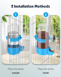 Pawfly 4 Pcs Bird Water Dispenser, Cage Accessories for Parrot & Hamster, Bird Feeder for Cage, White & Blue Waterer for