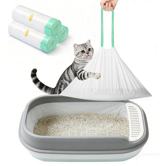 FortiCrest Thickened Cat Litter Box Liner Bag, 30 Count 37"×18" Jumbo Size, Extra Thick Leakproof, Tear-Resistant, Heavy Duty Enhanced Load-Bearing Strength, Ideal for Multi-Cat Family Cat Litter Bags