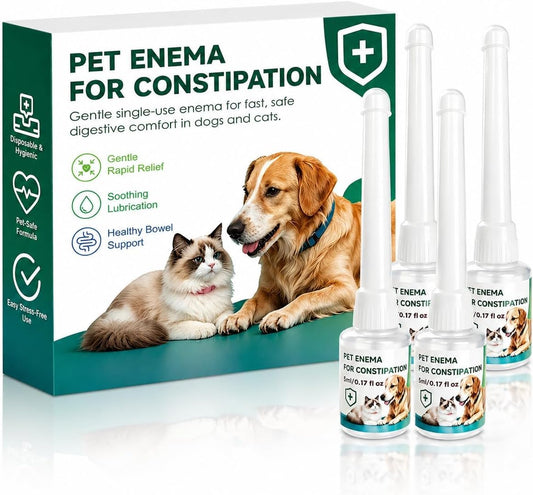 At Home Disposable Enema for Cats and Dogs – Fast Pet Constipation Relief, Softens Stool Quickly – Easy-to-Use Enema Kit