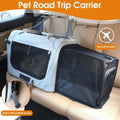 Petseek Extra Large Expandable Cat Carrier Soft Sided for Car, Portable Small Dog Carrier for 2 Cats, 24"x16.5"x16" Road Travel Folding Comfortable Design with Litter Box and Bowl