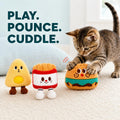 3 Pack Catnip Toys for Cats, Plush Cat Toys with Bells, Cute Fast Food Cat Toy Set with Hamburger, French Fries & Cheese