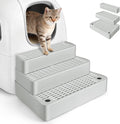 Extra Large 3 Steps Litter Box Ramp, Adjustable Cat Litter Box Step with Filter Function, Easy to Clean Cat Litter Stair