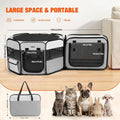 2-in-1 Portable Cat Playpen, [48 * 26 * 26in] Large Pet Playpen with Detachable Litter Box Enclosure Playpen, Pop-Up Indoor/Outdoor Puppy Kennel for Cats/Small Dogs/Rabbits, Foldable with Carry Bag