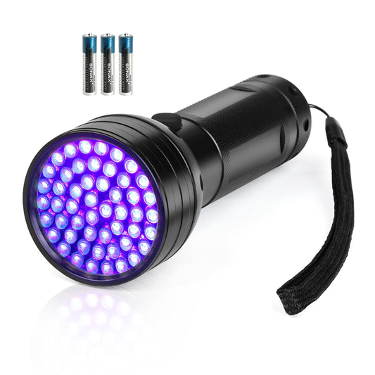 Black Light UV Flashlight, 51 LED Blacklight Flashlights 395 nM Pet Urine Detector with 3 Pack AA Batteries for Cat Urine, Stains, Bed Bug (Black)