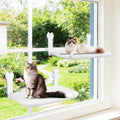 2 Pack Cat Window Perch,Cat Window Hammock Cordless Foldable Window Bed with 4 Large Strong Suction Cup,Reversible Cushion Cover,Metal Frame Easy to Adjust Window Seat Holds up to 40lbs(White