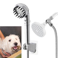 Hygie Rinse Handheld Dog Shower Attachment with Massage Head for Fast and Easy Dog Bathing and Cleaning, Included Garden Adapter for Indoor and Outdoor Dual Use, Handheld Sprayer with Hose, Chrome