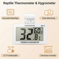 Reptile Hygrometer Thermometer, Digital Amphibian Hygrometer Thermometer with Hook Temperature Humidity Meter Gauge for 