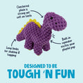goDog Dinos Bruto Checkers Tough Plush Toy with Chew Guard Technology, Durable Checkered Fabric and Squeaker for Active 