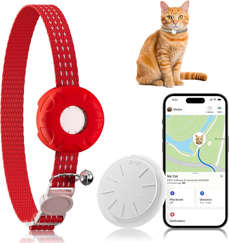 Cat Tracker, Pet Tracker for Cats, Cat Trackers Collar with Safety Elastic Buckle, Works with Any Collar,Compatible with
