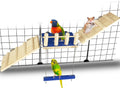FlidRunest Bird Toy, Parrot Perch Platform with Swing and Ladder, Bird Perch Paw Grinding Rough-surfaced, Wooden Climbing Exercise Stands for Parakeet, Parrot, Lovebird, Cockatiel, Hamster