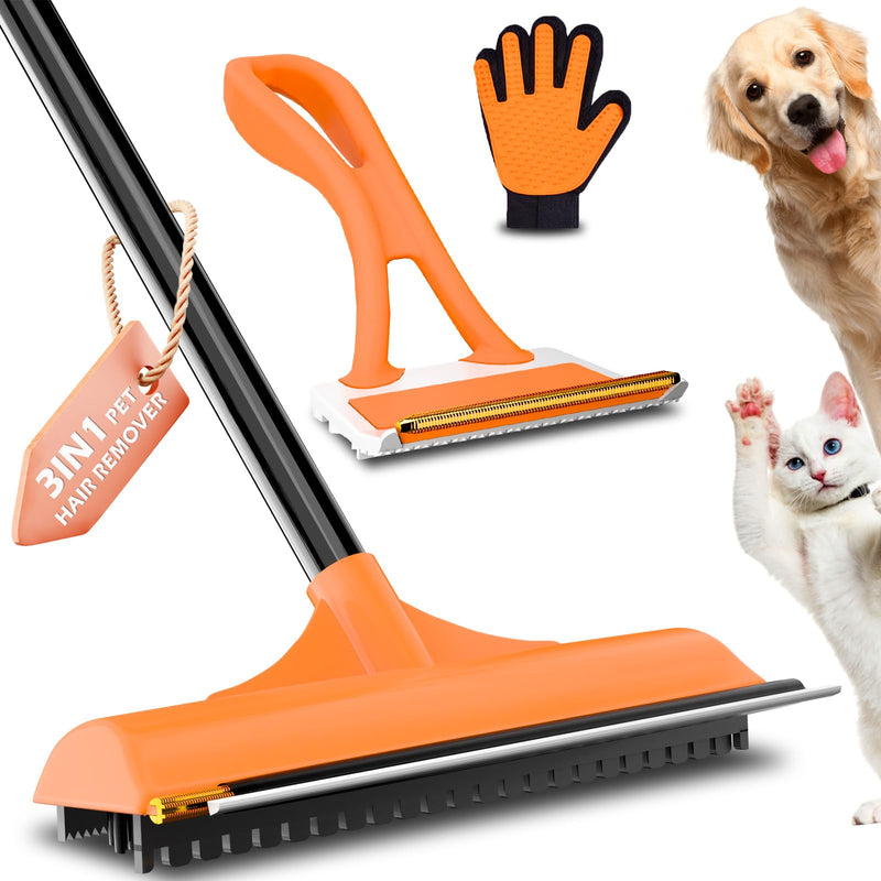 Carpet Rake for Pet Hair Removal - Reusable Dog & Cat Hair Remover with 58