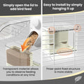 BAGHPBM No Mess Automatic Bird Feeder,Multifunctional Parrot Seed Feeders,Transparent Seed Food Container,Bird Cage Accessories for Canaries Budgies Lovebirds Conures Cockatiels