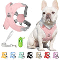 Patas Lague Dog Harness with Leash Set Adjustable Soft Padded Step-in Dog Vest No Choke No Pull Reflective for Small Medium Pets with Poop Bags and Dispenser, Solid and No-chew, Pink M