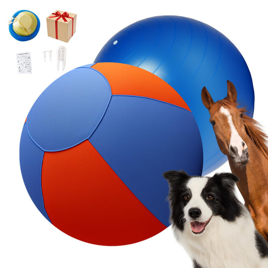 Tnoay Herding Ball for Dogs Horse with Cover | Dual Layered Herding Dog Jolly Ball for Australian Shepherds with Hand Pump | Herding Toys for Dog | 18",Orange&Blue