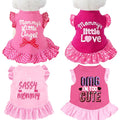 XPUDAC 4 Pack Pet Dog Dress Dog Clothes Girl Puppy Shirt Yorkie Clothes Cute Doggie Dress Pet Apparel for Small Dogs and Cats (Pink Angel, Small(4.5-8lbs))
