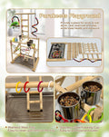 Niwaes Bird Play Stand, Large Parakeet Playground, Natural Wood Parrot Perch Stand, Birds Play Gym Cockatoos Cage Accessories with Feeder Cups Swings for Cockatiel Budgie Conure