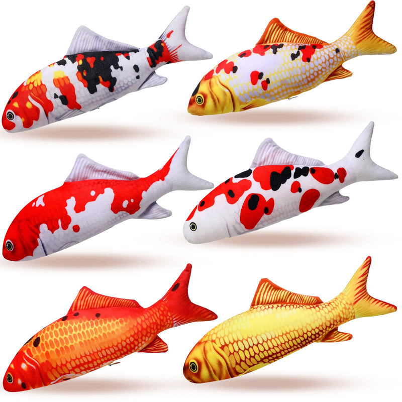 Barydat 6 Pcs 12 Inch Fish-Shaped Soft Cat Cushions Pillow Realistic Pet Carp Play Pillow for Cats Birthday Gift(Classic Style)