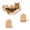 XOCOCO Wall Mounted Cat Hammock Bed with Steps & Scratching Post – 3-in-1 Cat Wall Shelves & Perch, Natural Paintable Wood Furniture for Indoor Cats, Holds 30 lbs
