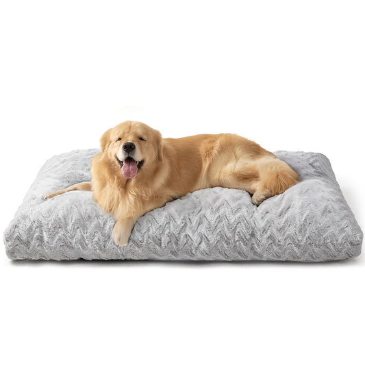 EHEYCIGA Washable XL Dog Bed for Crate 41x27 Inch, Reversible Kennel Pad for Extra Large Dogs Weight Up to 75 lbs, Plush and Comfy Pet Sleeping Mat, Grey