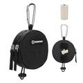 Dog Poop Bag Holder for Leashes- Dog Treat Pouch with Waterproof Zipper,Puppy Training Small Bag with Carabiner & Bungee Toggle,Two Pockets for Dry or Wet Treats-Pet Travel Walking Essentials (Black)