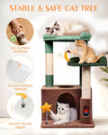 Small Cat Tree for Kittens, 30" Compact Cat Tower with Wide Base