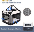 JESPET Soft Dog Crates Kennel for Pets, 3 Door Soft Sided Folding Travel Pet Carrier with Straps and Fleece Mat for Dogs, Cats(7-Light Grey, Small(24" L x 16.5" W x 16.5" H))