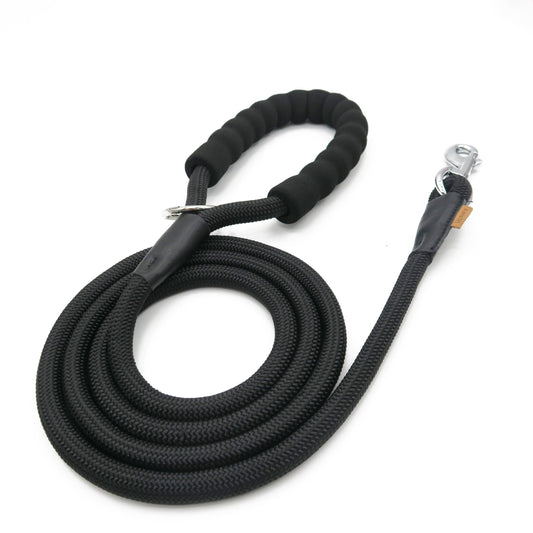 Aiminto Dog Leash, Braided Rope Traction – Walking Training Lead for Medium/Large Dogs ((1/2") x 6FT, Black)