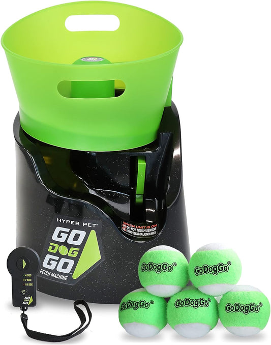 Hyper Pet GoDogGo Automatic Dog Ball Launcher, Includes 5 Balls, 20-60lbs
