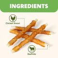 MON2SUN Dog Treats, Rawhide Twist Chicken Hide Sticks, Suitable for Puppy and Small Dogs, 5 Inch (Chicken, 14.11 oz)