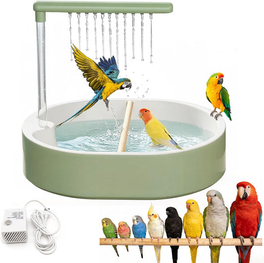 Parrot Shower,Large Bird Shower Fountain,Bird Shower Parakeet Bath for Cage with Adjustable Water Flow Control Valve,USB
