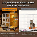 Indoor cat cage with Litter Box, Complimentary Cat Bed, Bow,lcat House with Wheels Outdoor,Large cat Villa Playpen, Smal