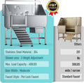 DYTREND 56" Professional Dog Washing Station, 304 Stainless Steel Pet Grooming Tub with Removable Ramp, 1.0mm Thick Anti-Rust Bath Tub, Adjustable Height & Detachable Faucet Kit for Dogs & Cats