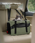 Pecute Cat Carrier Stable, Pet Carrier with Hidden Anxiety Relief Partition & Stable Steel Frame, Safe Cat Carrier for Car Travel, Soft-Sided Dog/Cat Carrier Bag for Pets Up to 11lbs, Green