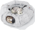 Cat Tunnel Bed for Indoor Cats, L Christmas Tree Skirts Washable Warm Soft Indoor Cat Donut Tunnel, Multifunctional Cat 