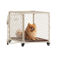 Aurapaws 30 Inch Small Dog Crate with Lockable Wheel, Diamond Mesh Metal Dog Crates for Small Dogs, up to 70 lbs, Double Secure Latch & Leak-Proof Tray, Easy Assembly&Lightweight Pet Dog Kennel Cage