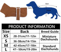 Geyecete Dachshund Sweaters for Dogs Jacket,Dachshund Coat Perfect Dog Winter Coat with Padded Fleece Lining,high Collar,Dog Snowsuit-Brown-XS