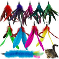 CATENESS Cat Feather Toys Refills, 10 Pieces Cat Wand Replacement Feathers Toy for Indoor Cats
