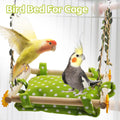 Bird Toy Climbing Hammock Nest Hanging Bird Bed for Cage Wooden Perch Stand Swing with Bell Toy for Parrot Parakeet Cock