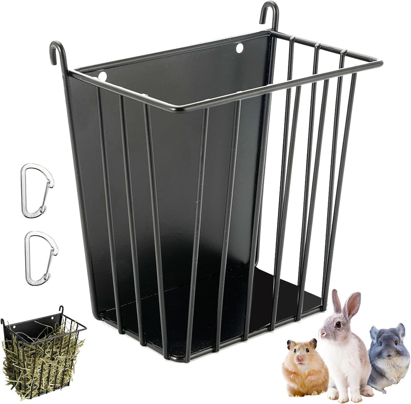 LUAVIARU Upgrades 4pcs Hay Feeder Rabbit - Guinea Pig - Metal Frame Hay Rack with Adjustable Hook - Less Wasted - for Gu