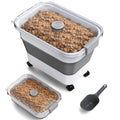 Dog Food Storage Container, 15-23 Lbs Collapsible Dog Food Container with Transparent Airtight Lid, Wheels and Scoop, Travel Pet Food Storage Container for Cat, Dog and Bird, Keep Dry Food Fresh