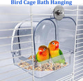 Tfwadmx Bird Cage Bath Hanging Parrot Bath Tub Water Shower Food Feeder Holder Tray Bird Bath Supplies for Small Birds Canary Budgies Cockatiel Lovebirds (Transparent)