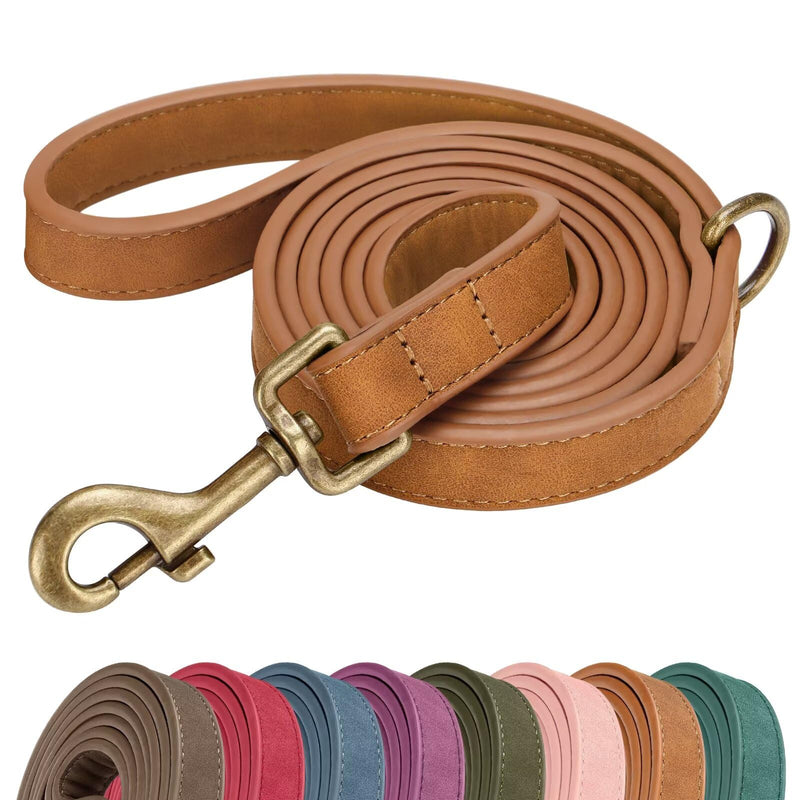 Didog Stylish PU Leather Dog Leash for Medium Dogs, Easy to Clean 5ft Dog Leashes for Large Dogs, Fashionable and Elegant for Walking, Running and Training,Light Brown, M