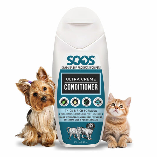 Soos Pets Ultra Crème Conditioner for Dogs and Cats | Natural Dead Sea Minerals | Smoothness, Polish Deeply | Absorbing with Vitamins Essential Oils Natural Ingredients - 250ml