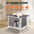 VEVOR Outdoor Cat House Weatherproof, Feral Cat Shelter for Multiple Cats, Outdoor Wooden Cat Rabbit House with All-Roun